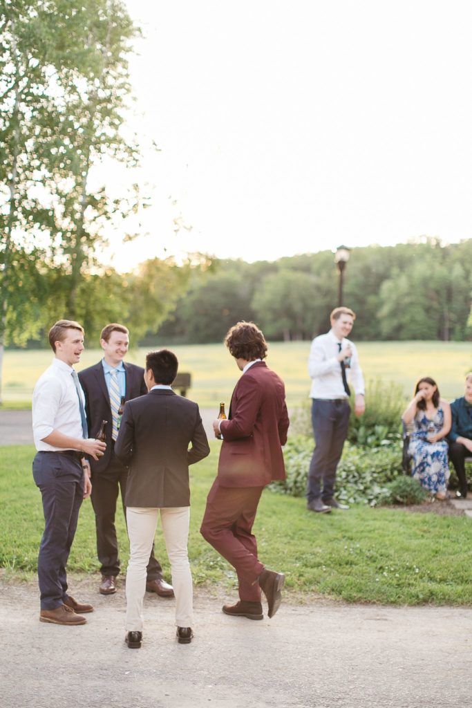 Wedding guests on lawn