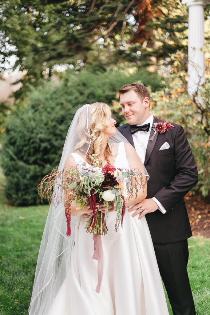 Wedding portraits outside of the Genesee Valley Club