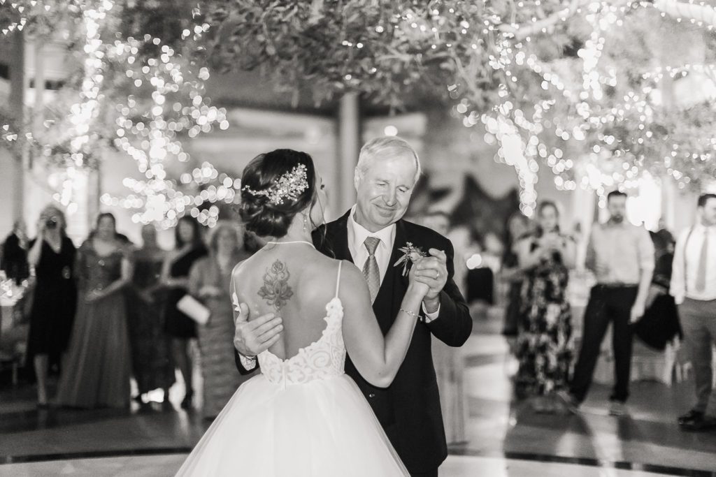A father daughter dance at a Wintergarden wedding in Rochester, NY.