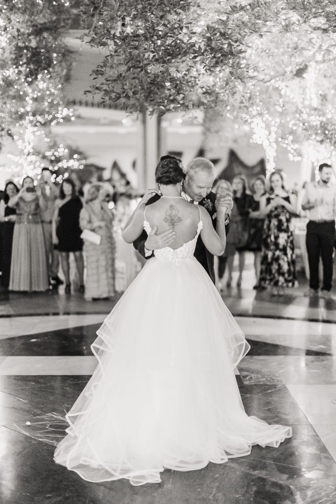 An emotional father daughter dance at a Wintergarden wedding in Rochester, NY.